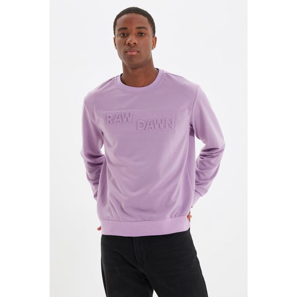 Trendyol Trendyol Lilac Men Regular Fit Crew Neck Long Sleeve Printed Sweatshirt
