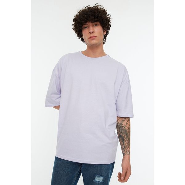 Trendyol Trendyol Lilac Men's Basic 100% Cotton Crew Neck Oversized Short Sleeved T-Shirt