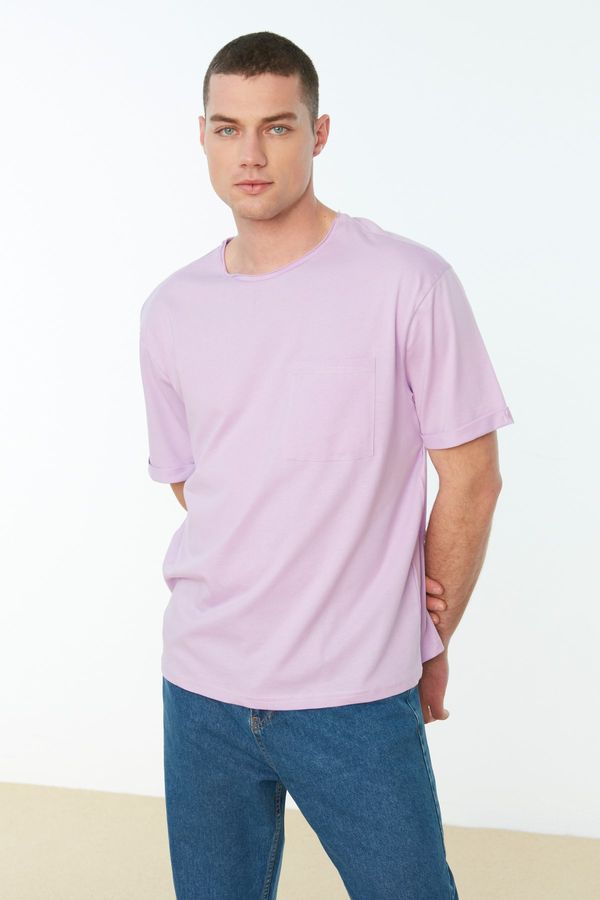 Trendyol Trendyol Lilac Men's Oversize Fit 100% Cotton TShirt
