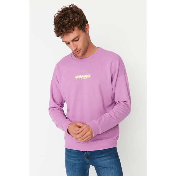 Trendyol Trendyol Lilac Men's Oversize Fit Crew Neck Sweatshirt