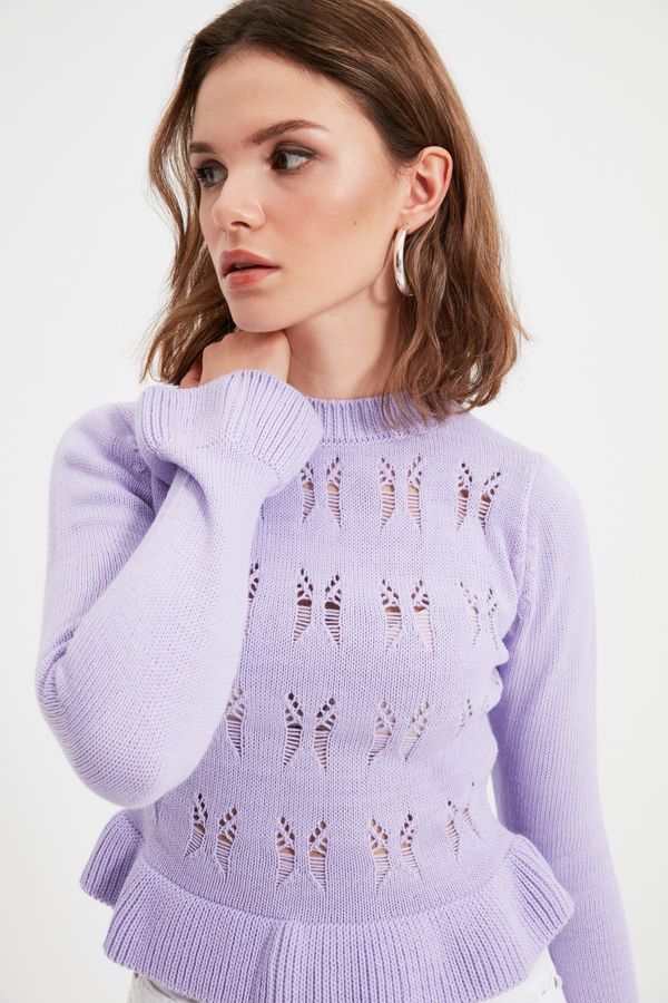 Trendyol Trendyol Lilac Petite Crop Openwork Knitwear Sweater