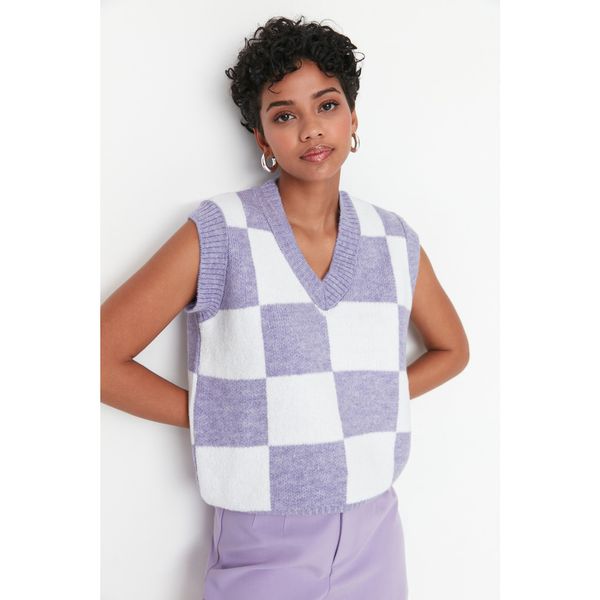 Trendyol Trendyol Lilac Square Patterned Knitwear Sweater
