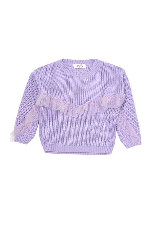 Trendyol Trendyol Lilac Tulle Frill Detailed Girl Knitwear Sweater