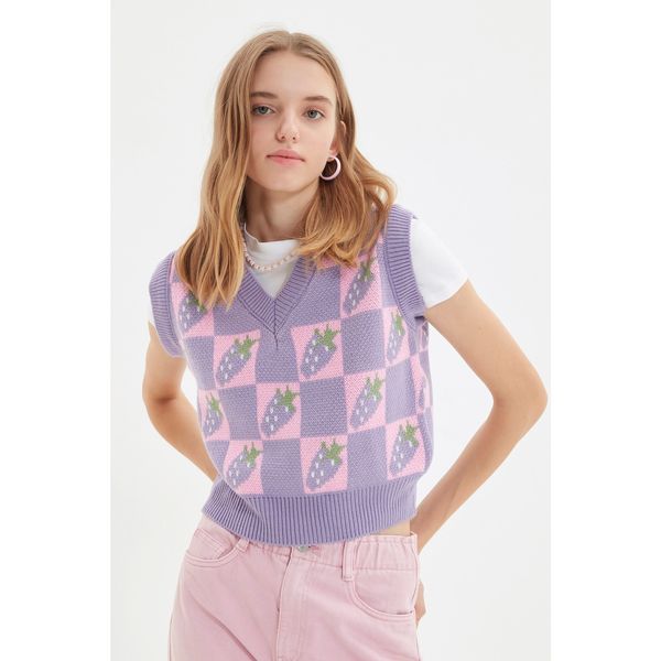 Trendyol Trendyol Lilac V Neck Knitwear Sweater