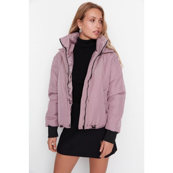 Trendyol Trendyol Lilac Wide Cut Oversize Hooded Zipper Down Jacket