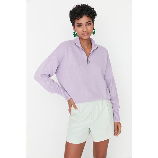 Trendyol Trendyol Lilac Zipper Detailed Knitwear Sweater