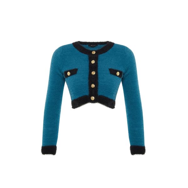 Trendyol Trendyol Limited Edition Blue Beard Yarn Knitwear Cardigan