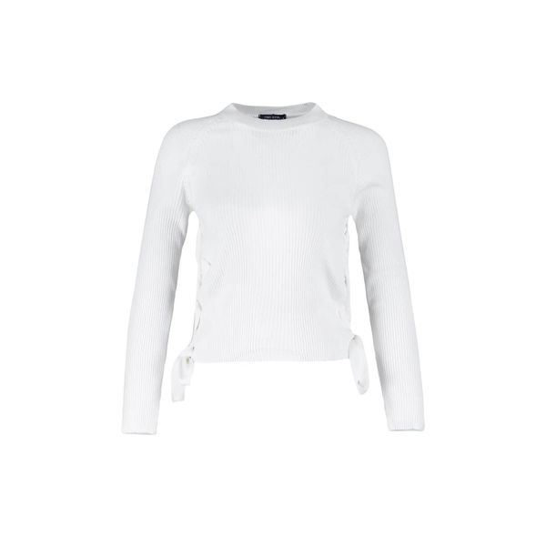 Trendyol Trendyol Limited Edition Ecru Side Tie Detailed Knitwear Sweater