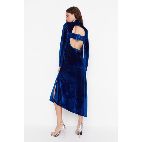 Trendyol Trendyol Limited Edition Saks Turtleneck Velvet Dress