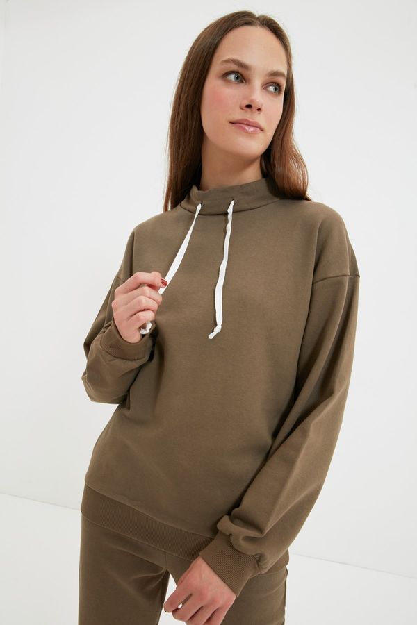 Trendyol Trendyol Mink 100% Organic Cotton High Collar Basic Thin Knitted Sweatshirt