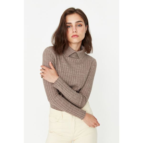 Trendyol Trendyol Mink Collar Detailed Knitwear Sweater