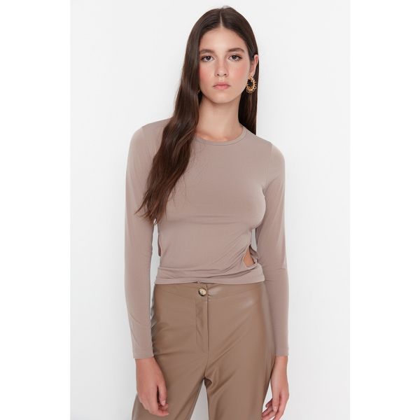 Trendyol Trendyol Mink Cut-out Detailed Fitted Knitted Blouse
