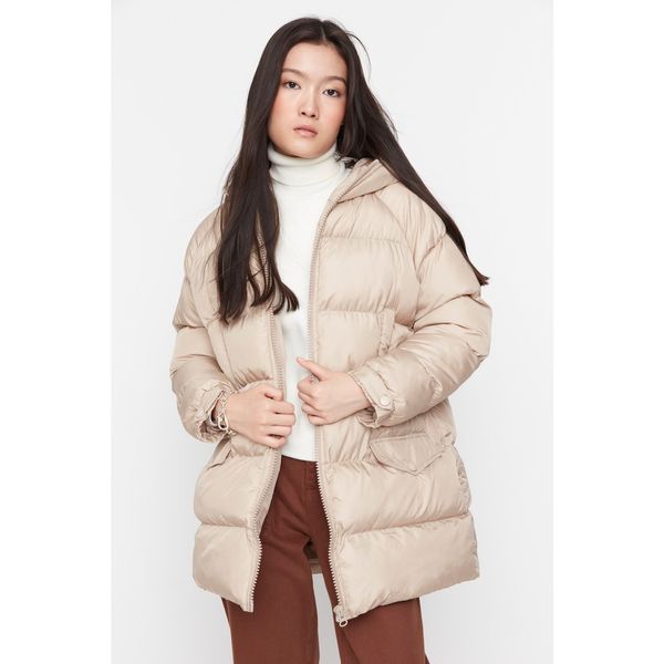 Trendyol Trendyol Mink Oversize Hooded Inflatable Coat