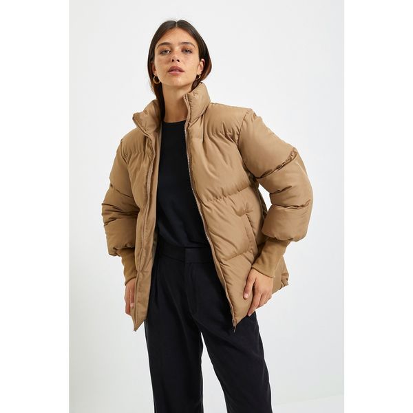 Trendyol Trendyol Mink Oversize Rib Detailed Inflatable Coat