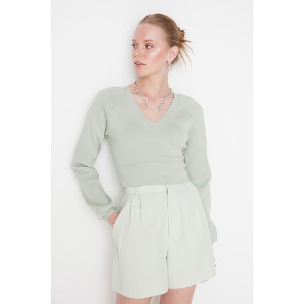 Trendyol Trendyol Mint Crop V Neck Knitwear Sweater