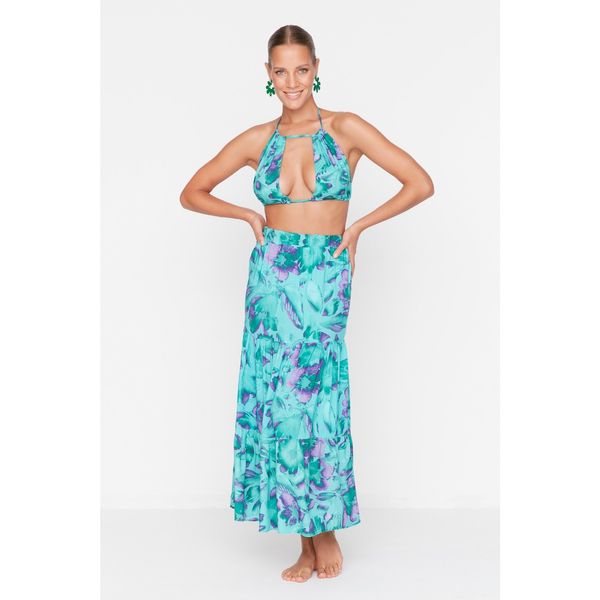 Trendyol Trendyol Mint Floral Patterned Bottom-Top Set