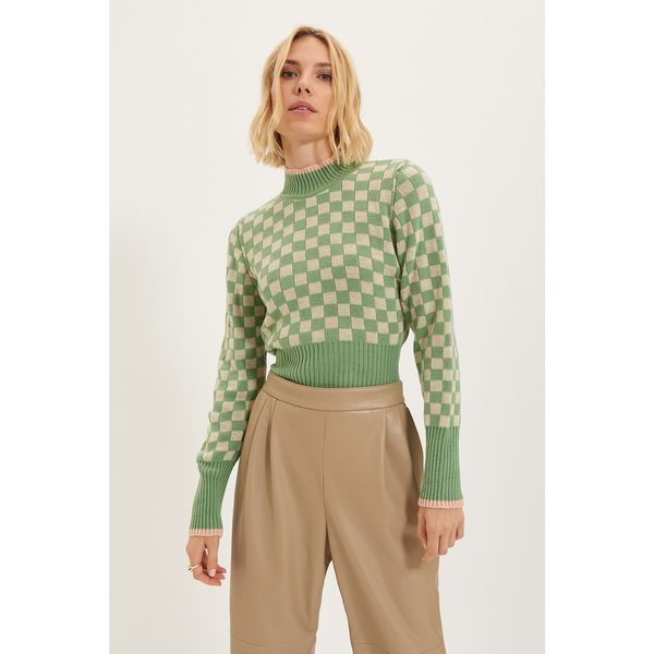 Trendyol Trendyol Mint High Collar Jacquard Knitwear Sweter