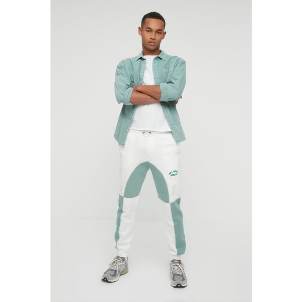 Trendyol Trendyol Mint Men Regular Fit Color Block Printed Sweatpants
