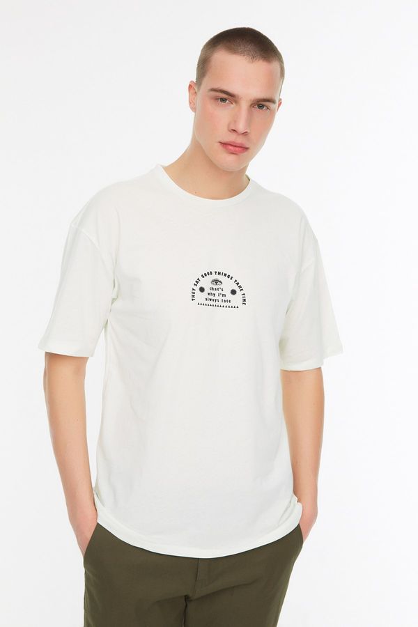 Trendyol Trendyol Mint Men's Relaxed Fit Short Sleeve Crew Neck Printed T-Shirt
