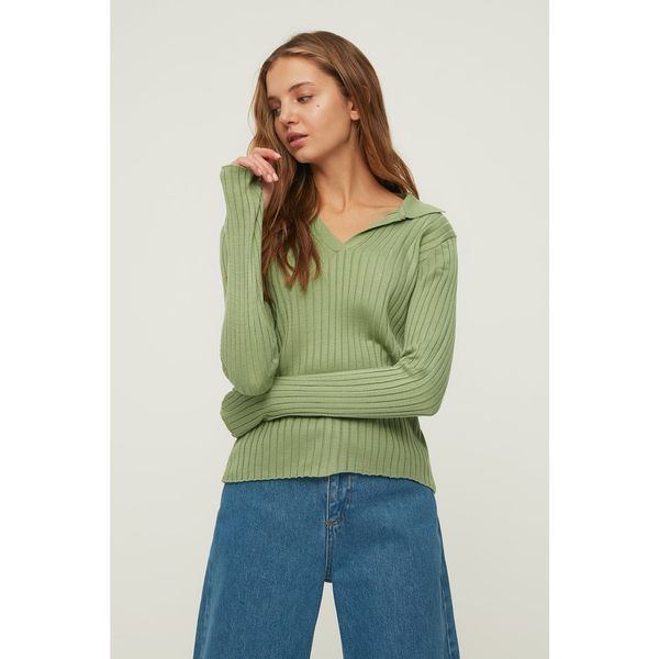 Trendyol Trendyol Mint Sleeve End Detailed Polo Neck Knitwear Sweater