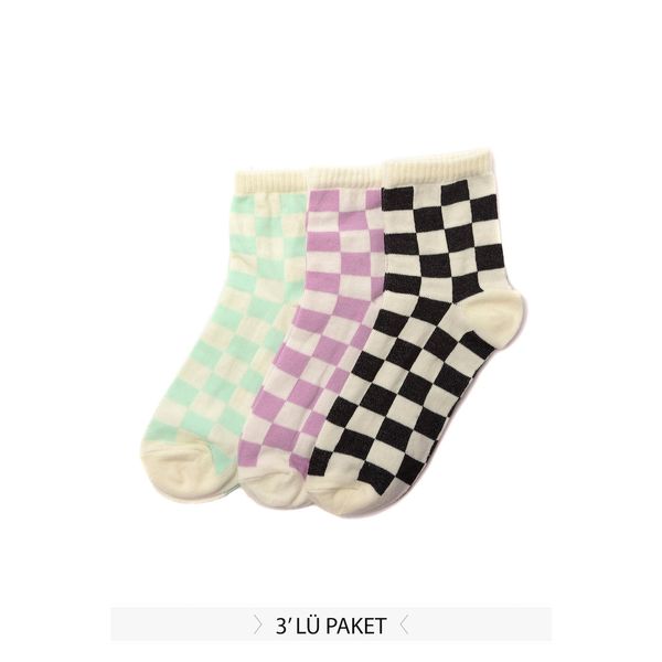 Trendyol Trendyol Multicolor Checker Pattern 3-Pack Socks