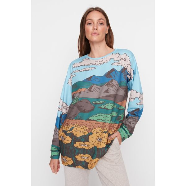Trendyol Trendyol Multicolor Oversize Patterned Knitted Sweatshirt
