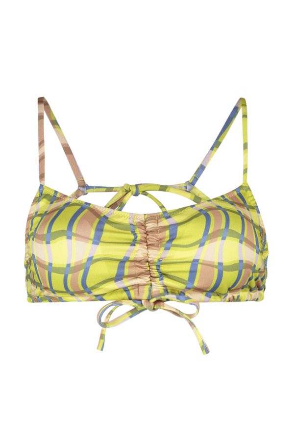 Trendyol Trendyol Multicolored Checkered Tie Detailed Bikini Top