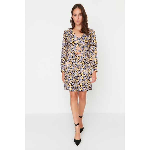 Trendyol Trendyol Multicolored Cut Out Detailed Floral Pattern Dress