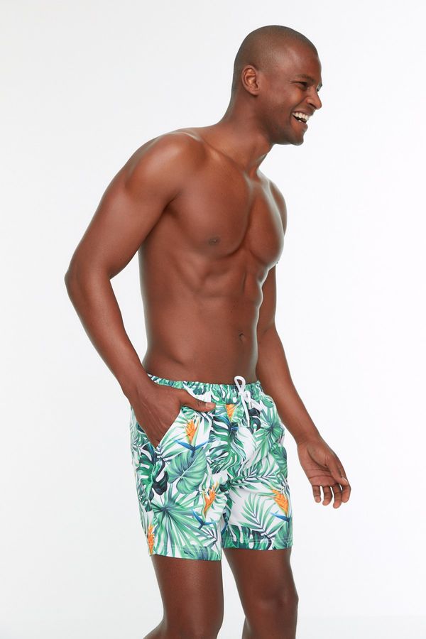 Trendyol Trendyol Multicolored Męskie spodenki kąpielowe Tropical Print