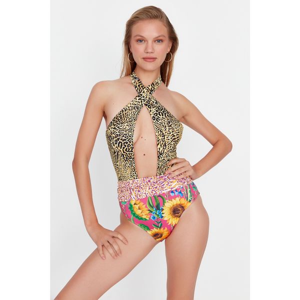 Trendyol Trendyol Multicolored Pattern Mixed Decollete Swimsuit