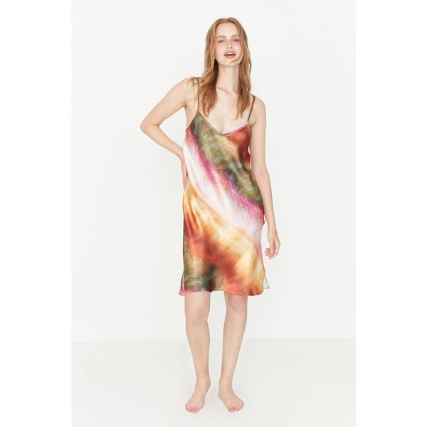 Trendyol Trendyol Multicolored Satin Woven Nightgown with Straps