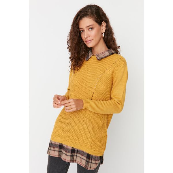Trendyol Trendyol Mustard Garni Detailed Knitwear Sweater