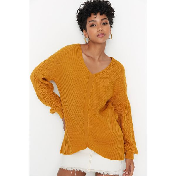 Trendyol Trendyol Mustard Hem Detailed Knitwear Sweater