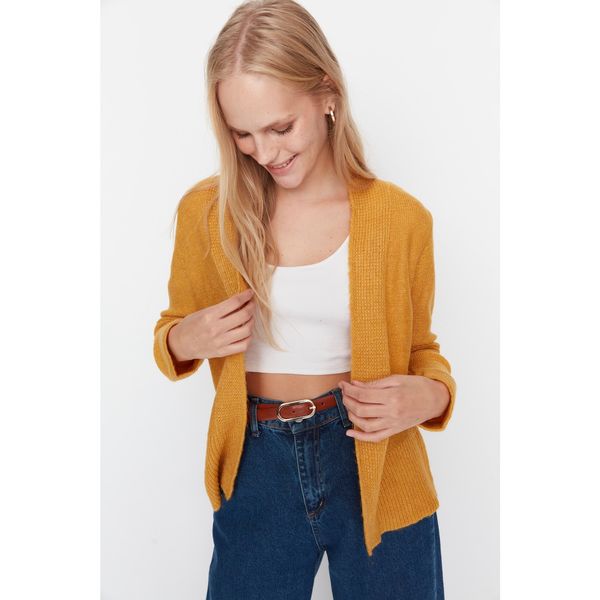 Trendyol Trendyol Mustard Plain Knitwear Cardigan