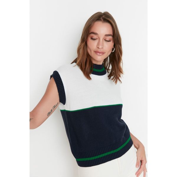 Trendyol Trendyol Navy Blue Color Block Knitwear Sweater