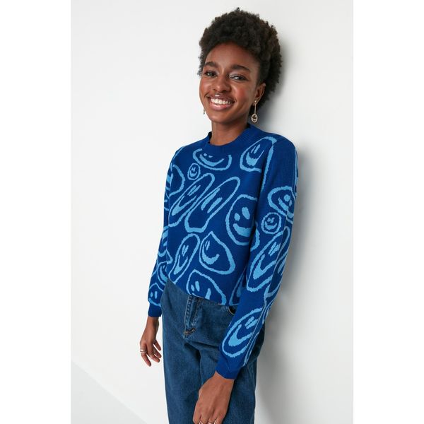 Trendyol Trendyol Navy Blue Crew Neck Knitwear Sweater
