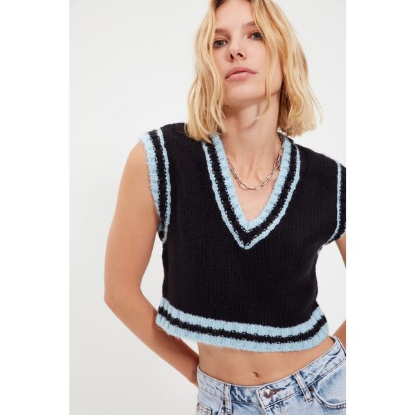 Trendyol Trendyol Navy Blue Crop Dzianina Sweter