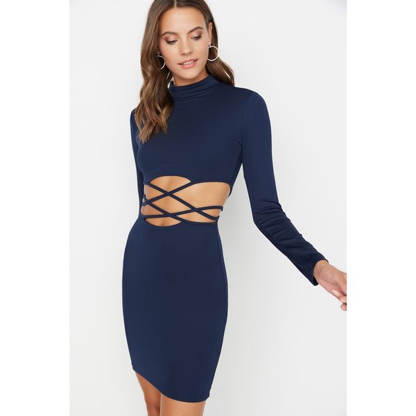 Trendyol Trendyol Navy Blue Cut Out Detailed Knitted Dress