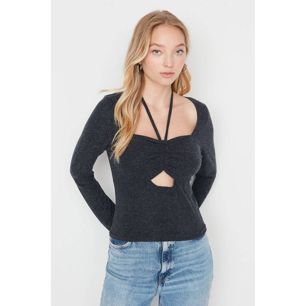 Trendyol Trendyol Navy Blue Fitted Knitted Blouse