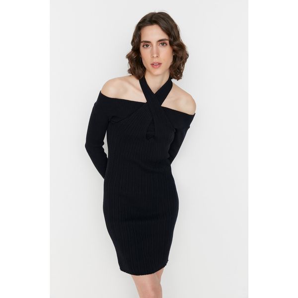 Trendyol Trendyol Navy Blue Halter Neck Knitwear Dress