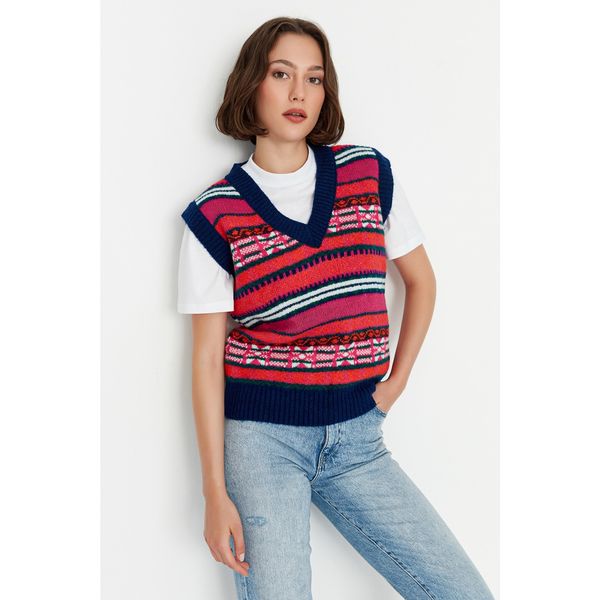 Trendyol Trendyol Navy Blue Jacquard Knitwear Sweater