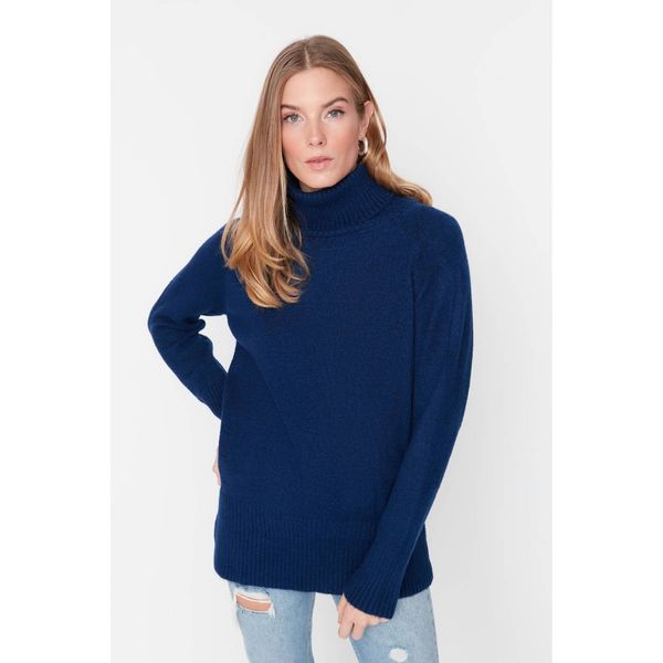 Trendyol Trendyol Navy Blue Long Turtleneck Knitwear Sweater