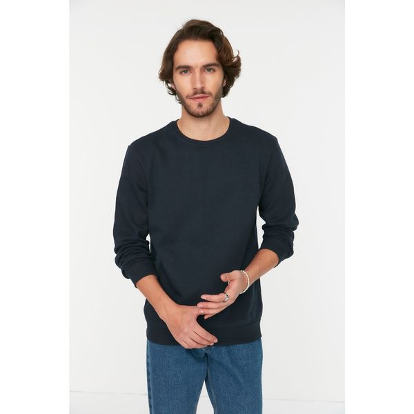 Trendyol Trendyol Navy Blue Men Regular Fit Crew Neck Long Sleeved Sweatshirt