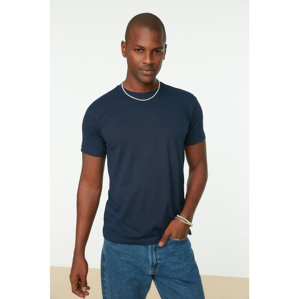 Trendyol Trendyol Navy Blue Men's Basic 100% Cotton Regular Fit Crew Neck T-Shirt