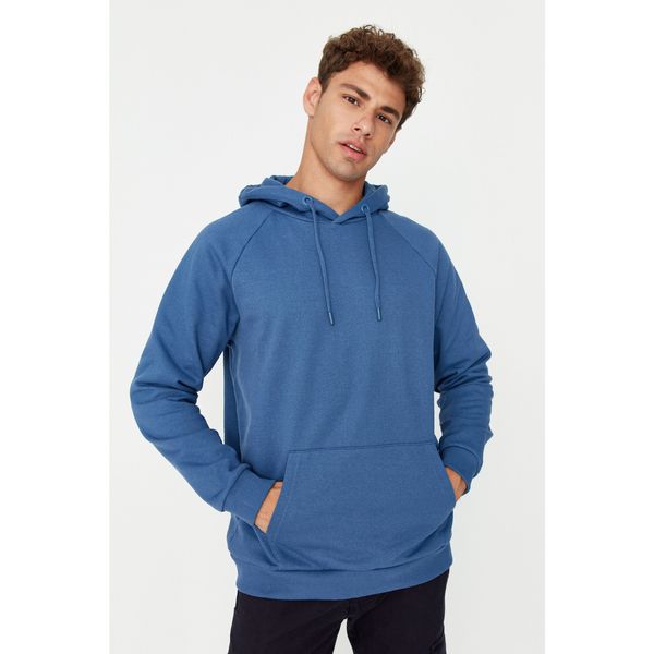 Trendyol Trendyol Navy Blue Men's Basic Oversize Fit Hooded Raglan Sleeve Sweatshirt