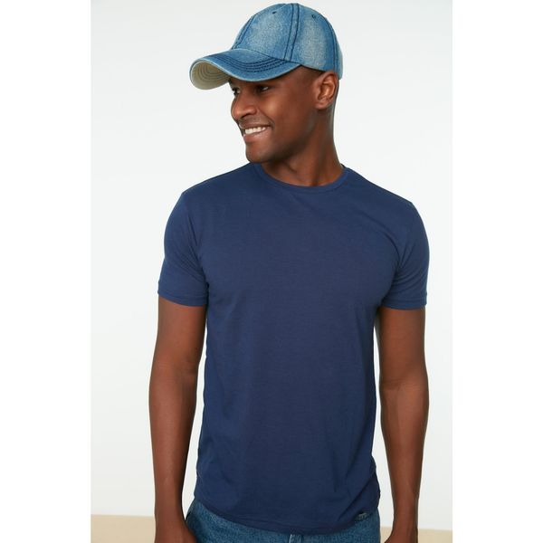 Trendyol Trendyol Navy Blue Men's Basic Regular Fit Crew Neck Short Sleeved T-Shirt