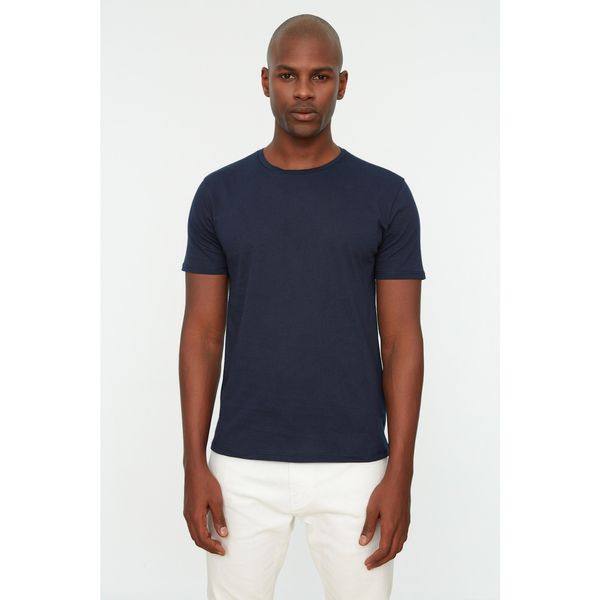 Trendyol Trendyol Navy Blue Men's Basic Slim Fit 100% Cotton 2-Pack Crew Neck Short Sleeved T-Shirt