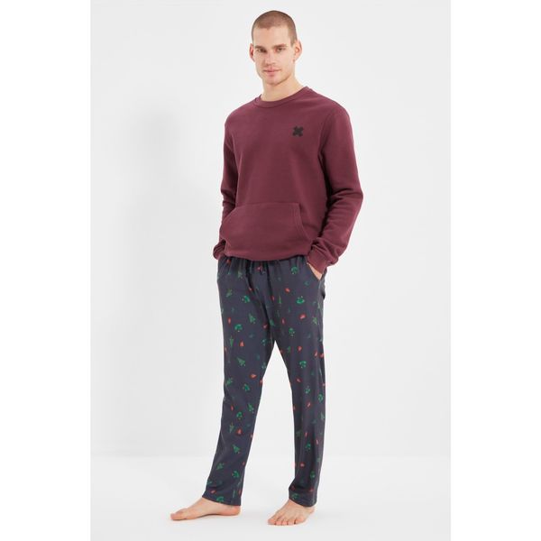 Trendyol Trendyol Navy Blue Men's Regular Fit Printed Pajama Bottoms