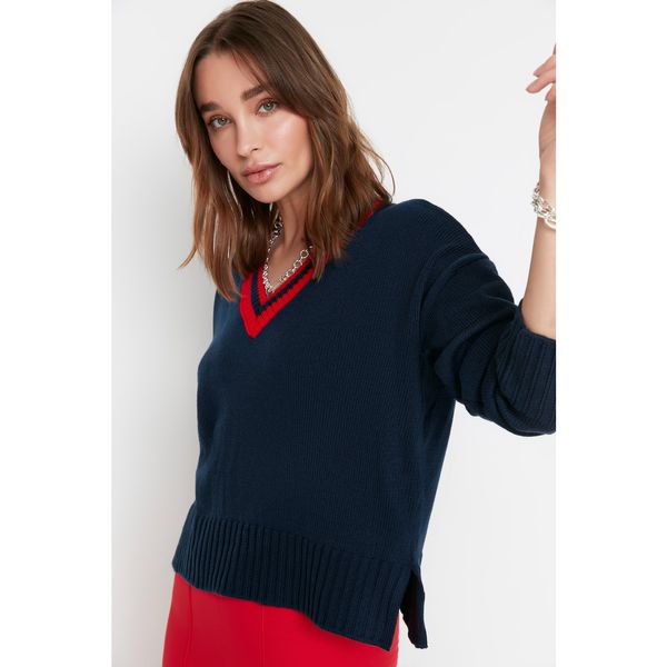 Trendyol Trendyol Navy Blue Oversize Knitwear Sweater