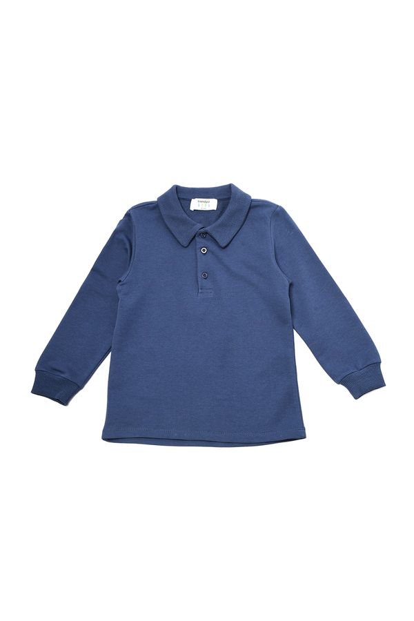 Trendyol Trendyol Navy Blue Polo Neck Boy Knitted Slim Sweatshirt